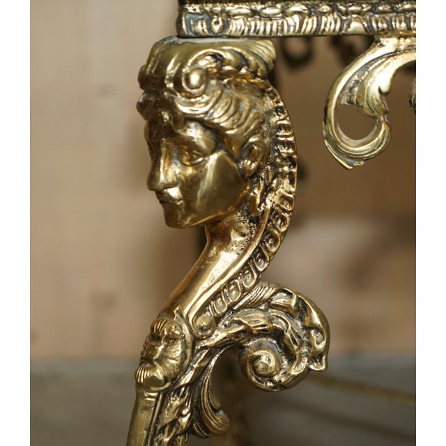 Gold Italian Brass & Carrara Marble Coffee Table with Thick Cut Top, 1880s For Sale - Image 8 of 18