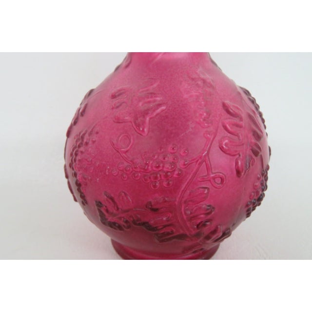 Avon Empty Magenta Glass Bottle With Stopper 1970s Skin So Soft Decanter 4884b For Sale - Image 9 of 9