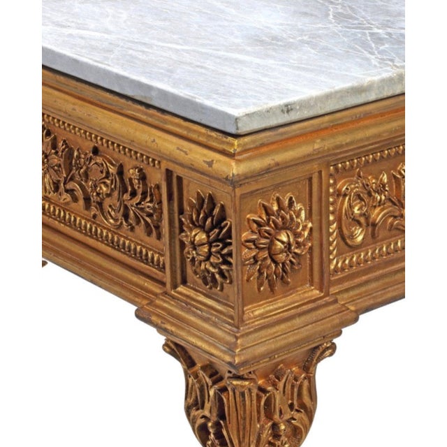 Late 19th Century Late 19th Century Neoclassical Style Giltwood Console Table With Carved Foliate Frieze and Marble Top For Sale - Image 5 of 15