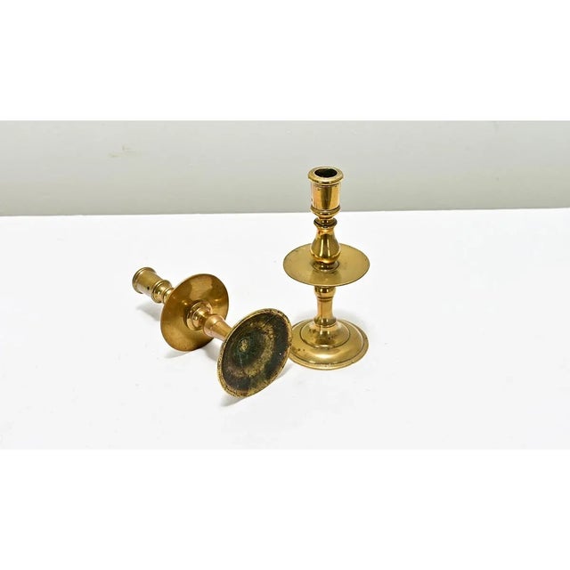 French Flemish 18th Century Brass Candlesticks - A Pair For Sale - Image 3 of 5