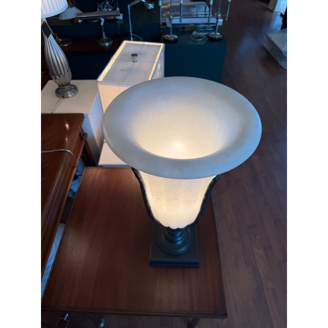 Vintage French Empire Style Alabaster With Bronze accentsTable Lamp For Sale - Image 4 of 5