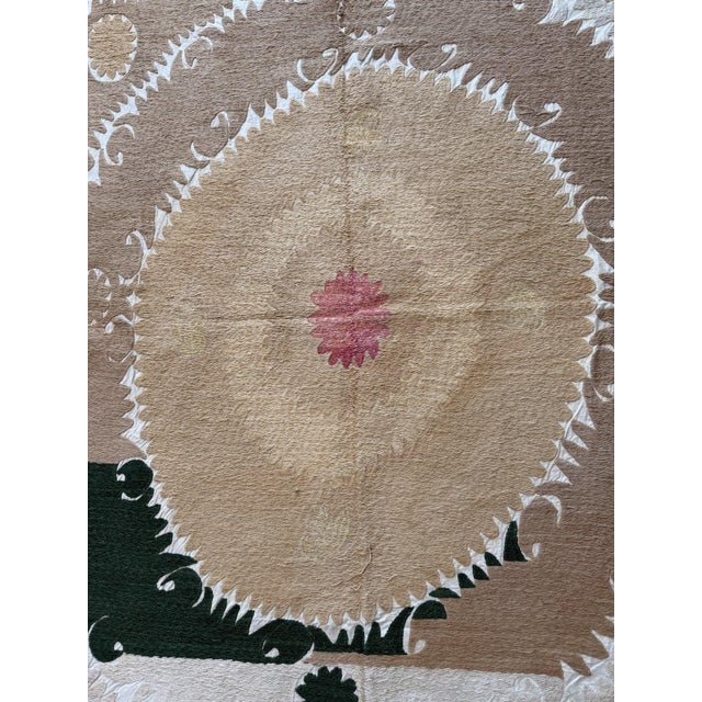 Textile Suzani Wall Decor — Neutral Tan Uzbek Tablecloth For Sale - Image 7 of 9
