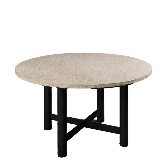 Table in Fossil Stone and Metal Frame, Belgium For Sale