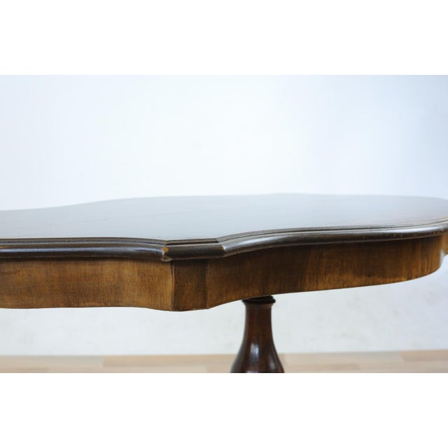 Biscuit-Style Carved Walnut Coffee Table with Open-Stained Veneer For Sale - Image 6 of 14