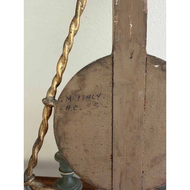 Green Pair of Italian Neoclassical Sconces in Celadon Green and Gilt For Sale - Image 8 of 16