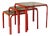Vintage Italian Nesting Tables with Red Iron Frame & Smoked Glass, 1970s, Set of 3 For Sale