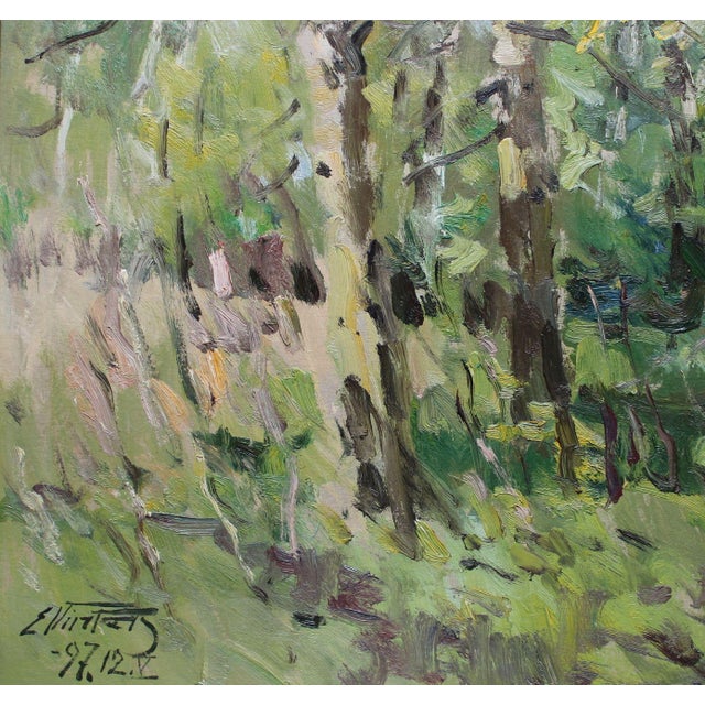 1990s Edgars Vinters, Summer, 1990, Oil on Cardboard For Sale - Image 5 of 7