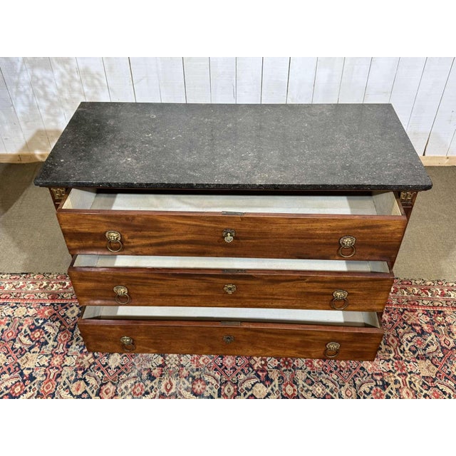 19th Century Empire Mahogany Chest of Drawers with a Marble Top For Sale - Image 15 of 18