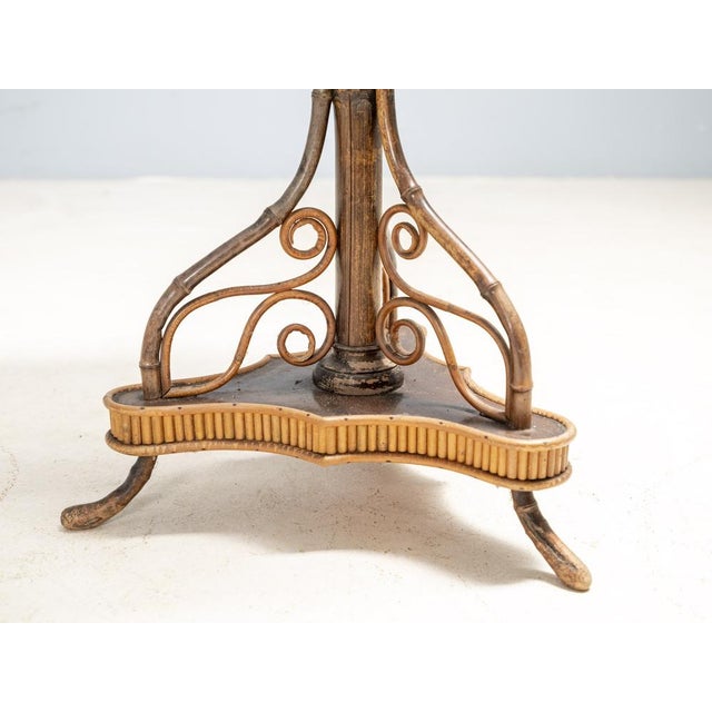 Art Nouveau Bentwood & Rattan Pedestal Table, Central Europe, 1910s For Sale - Image 4 of 8