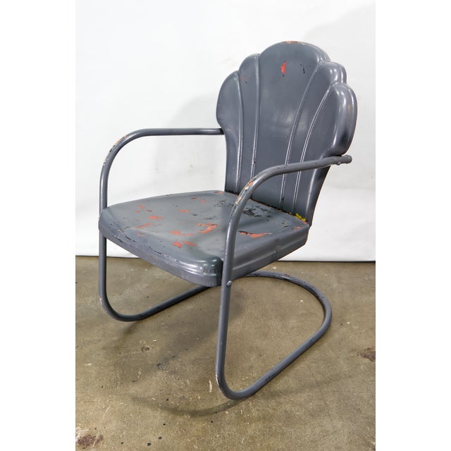 Art Deco Style Cantilevered Metal Outdoor Chair Chairish