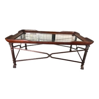 Maitland-Smith Attributed Leather and Steel Coffee Table For Sale