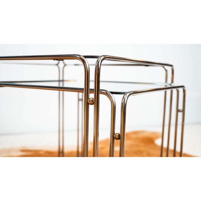 Marcel Breuer 1970s Mid Century Chrome Nesting Tables, Set of 2 For Sale - Image 4 of 16