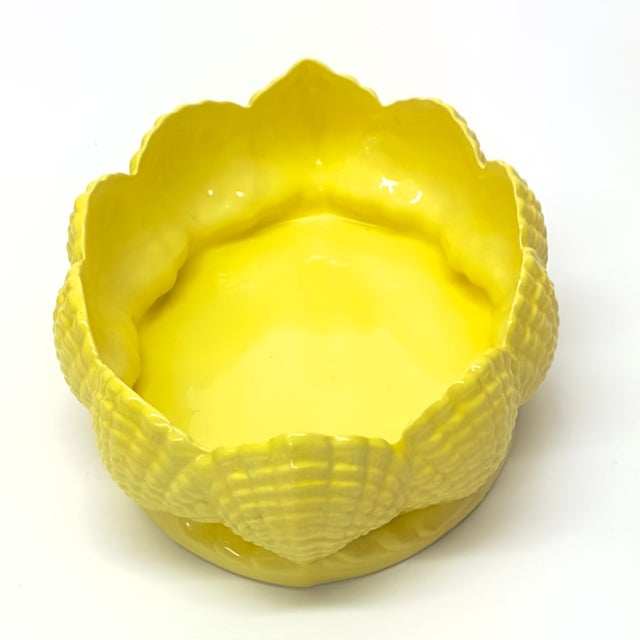 Ceramic Vintage Lemon Yellow Ceramic Seashell Bowl For Sale - Image 7 of 12