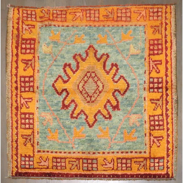 Set of Antique Turkish Oushak Small Square Rugs - 3' x 3'2" For Sale - Image 9 of 12