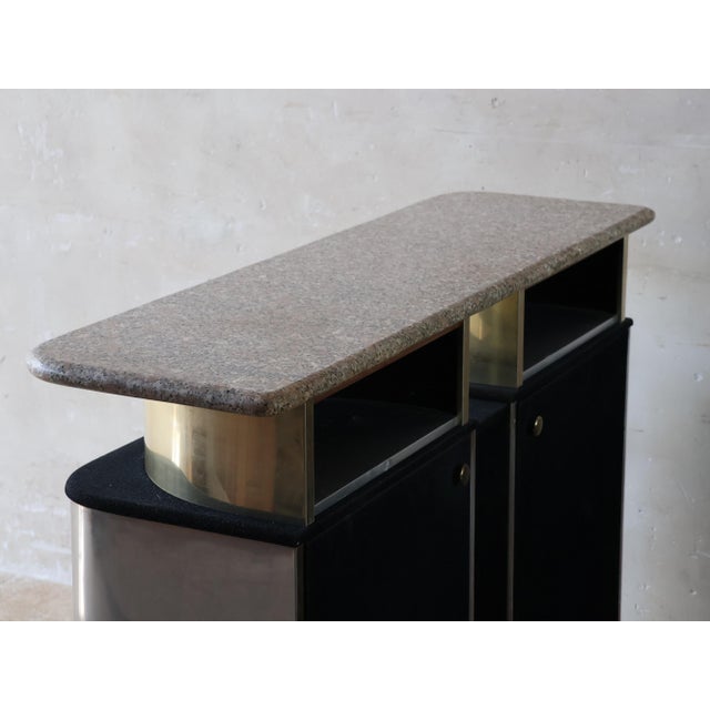 Mid-Century Modern Brass and Chrome Bar, 1980s, Set of 2 For Sale - Image 3 of 14