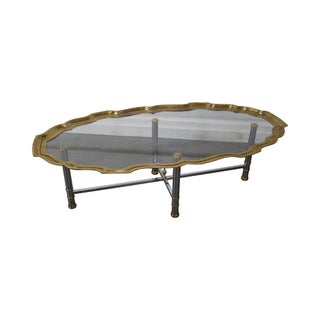 Hollywood Regency Italian Chrome, Brass, and Glass Coffee Table For Sale