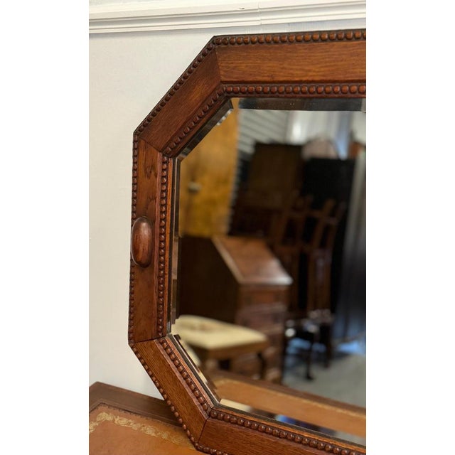 Art Deco 1920s Bevelled Mirror Oak Mirror For Sale - Image 4 of 12