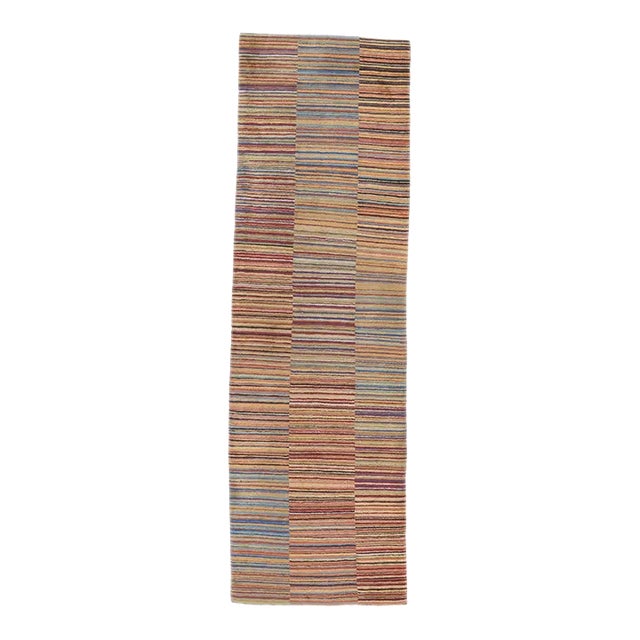 Colorful Striped Tibetan Rug Runner, 03'00 X 09'08 For Sale