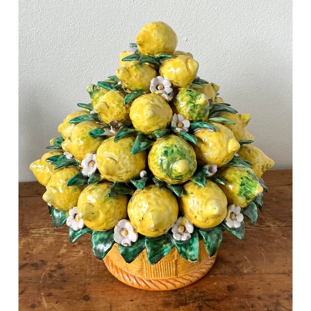 Vintage Italian Glazed Ceramic Lemon Topiary For Sale - Image 4 of 9