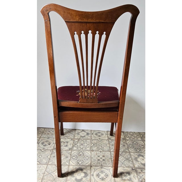 Wood Mid 20th Century Pair American Mahogany and Needlepoint Upholstered Chairs For Sale - Image 7 of 11