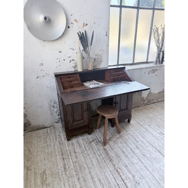 Wood Folk Art Oak Secretary Desk, 19th Century For Sale - Image 7 of 18