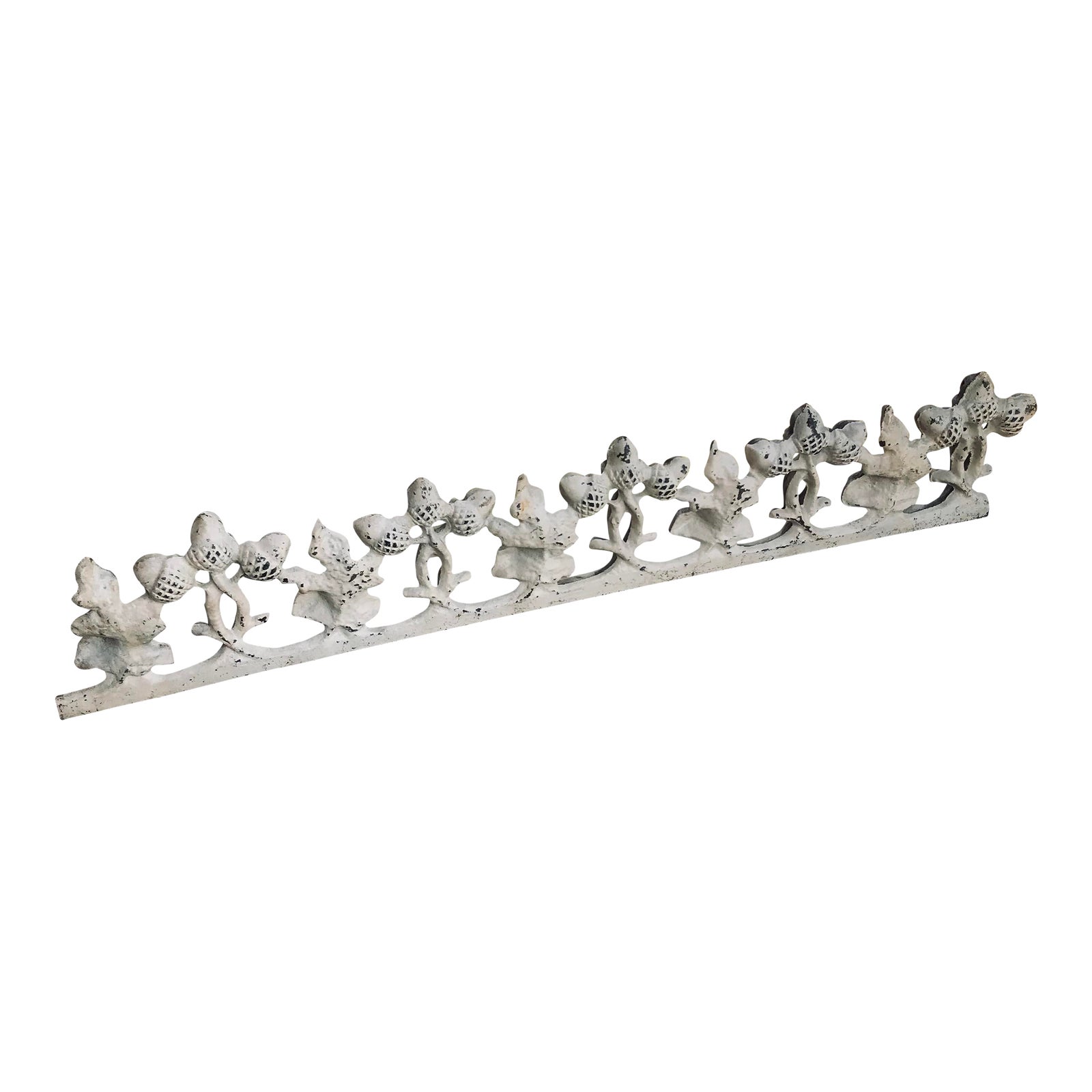 Vintage White Cast Iron Pediment Architectural Salvage Acorns & Leaves ...
