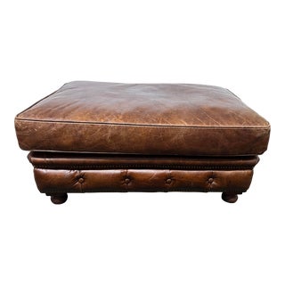 Restoration Hardware Leatherette Traditional Ottoman For Sale