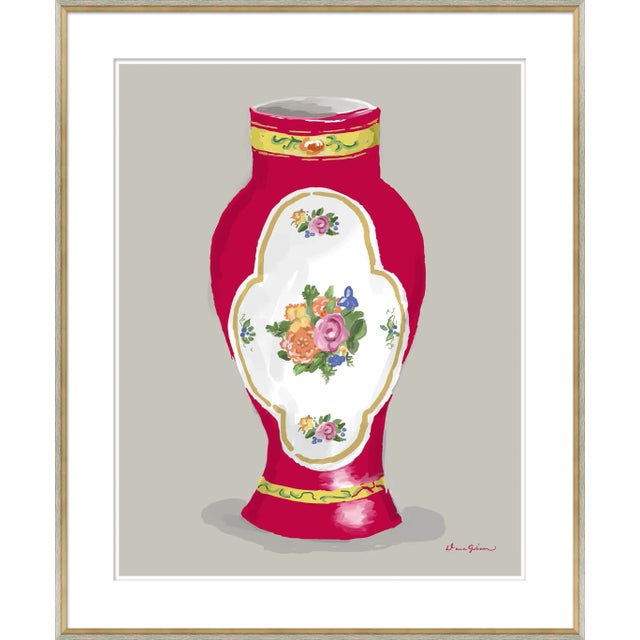 Contemporary Derby in Red - Vase Series By Dana Gibson, Framed Art Print For Sale - Image 3 of 3