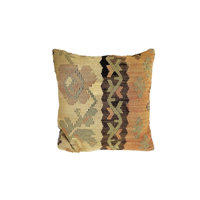 Textile Vintage Tribal Konya Kilim Pillow Cover 16 by 16" For Sale - Image 7 of 9