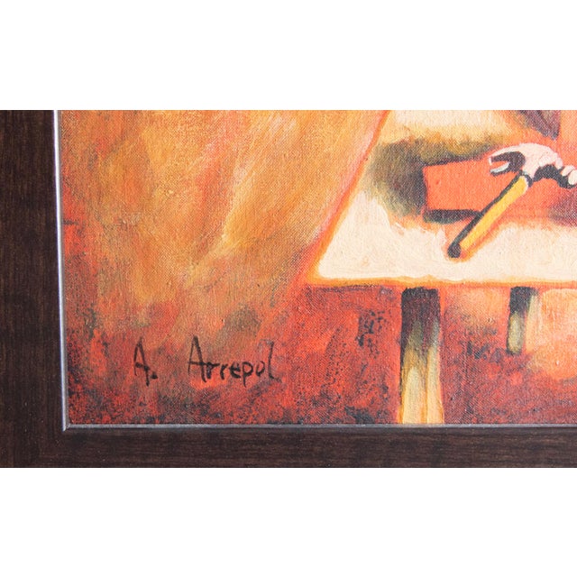 Late 20th Century Alejandro Arrepol - (B 1971) - Chile - Circus of Everyday Life - Oil on Canvas For Sale - Image 4 of 5