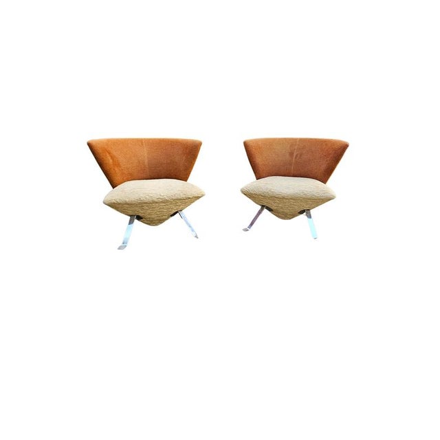 Giorgio Saporiti Postmodern Jada Slipper ChairsVery rare two tone model 1970s Original in good condition Height 71 Width...