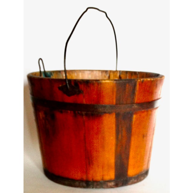 Antique American Staved Maple Sap Bucket For Sale - Image 4 of 14