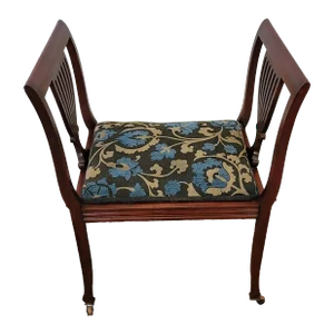 Antique 1930s Chippendale Mahogany Regency Chair Vanity Stool Chair