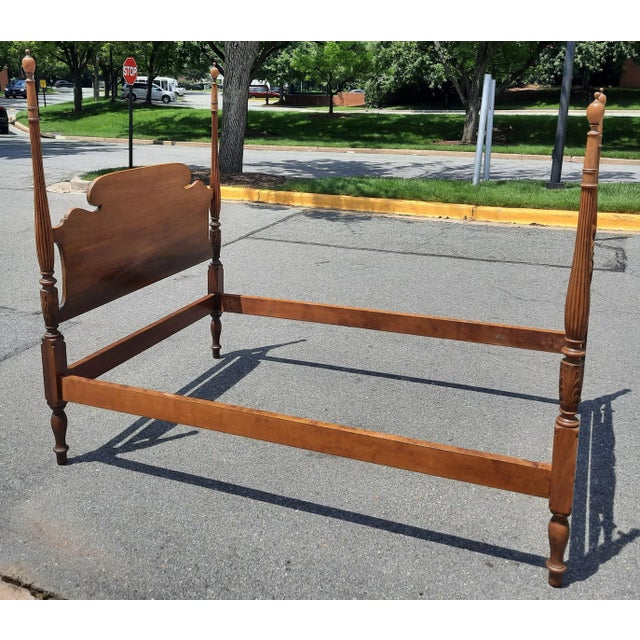 Wood 1940s Federal Style Pale Mahogany Full Size Bed For Sale - Image 7 of 9