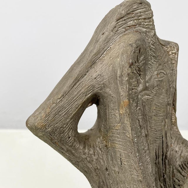 Italian Modern Abstract Sculpture in Dark Gray Terracotta by Edmondo Cirillo, 1968 For Sale - Image 9 of 17
