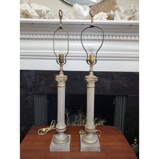 1950s Neo Classical Style Metal Indoor Lamps in the Style of Roman Columns For Sale - Image 10 of 11