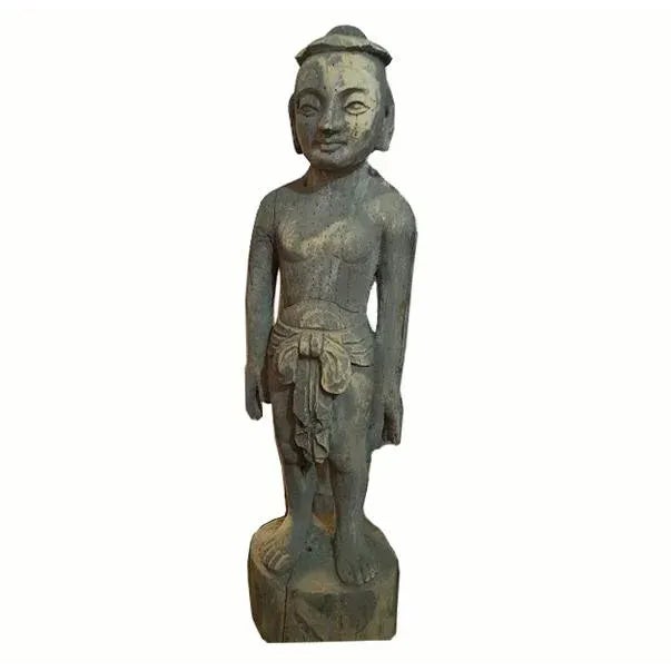 Late 19th Century Asian Antique Acupuncture Man Wooden Statue 2 For Sale - Image 4 of 4