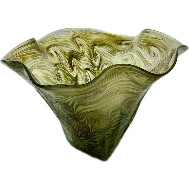 Early 21st Century Iridescent Translucent Glass Dish with Peacock Eyes by Victor Durand For Sale - Image 5 of 7