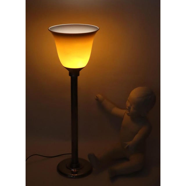 1980s French Art Deco Style Table Lamp with Brown Overlay Glass, 1980s For Sale - Image 5 of 17