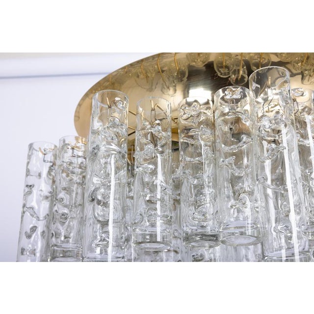 Large Brass and Murano Glass Tubes Flush Mount attributed to Doria, Germany, 1960s For Sale - Image 6 of 15