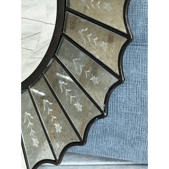 Uttermost Round Sunburst Venetian Style Etched Glass Wall Mirror For Sale - Image 14 of 17