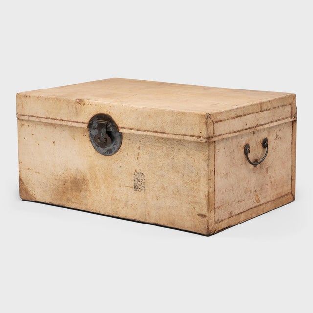 Chinese Blonde Hide Storage Trunk, C. 1800 For Sale - Image 4 of 7