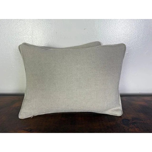 2020s Pair of Petite Linen Pillows With Authentic Vintage Fortuny Stripe $450per Set Estimate: $880 - $1,320 For Sale - Image 5 of 6