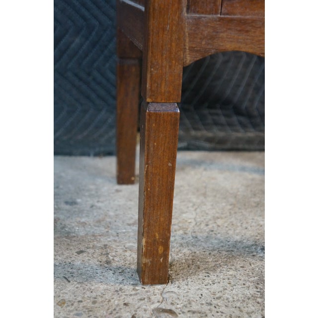 Wood Antique Edwardian Walnut Neoclassical Inlaid Washstand Cabinet With Marble Top & Mirror For Sale - Image 7 of 18
