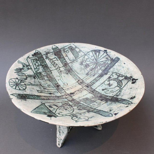 Mid-Century French Ceramic Bowl on Tripod Stand by Jacques Blin, 1950s For Sale - Image 9 of 18