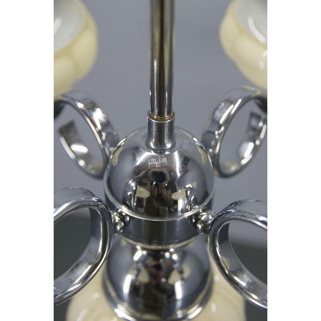 Glass Art Deco Chrome and Glass Chandelier, 1930s For Sale - Image 7 of 14