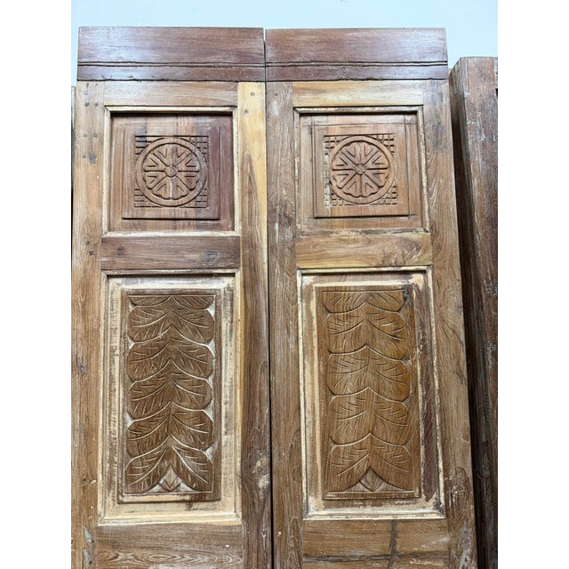 Hand Carved Wood Double Doors – Vintage Pantry & Closet Door 80x34 For Sale In Orlando - Image 6 of 9