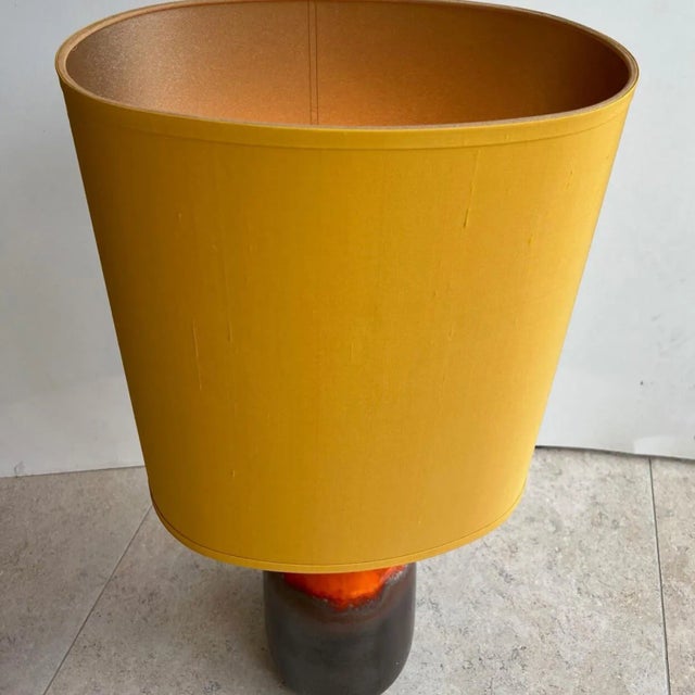 Fat Lava Green Brown Orange Ceramic Table Lamp, West Germany, 1970 For Sale - Image 15 of 18