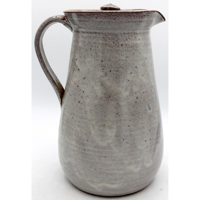 American 1994 North Carolina Sid Luck Large Pottery Lidded Pitcher For Sale - Image 3 of 9