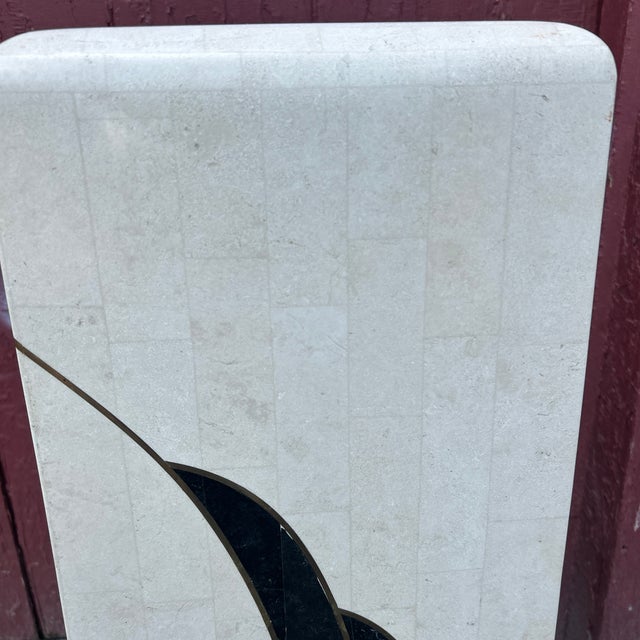 Art Deco Postmodern Maitland-Smith Style Tessellated Stone Pedestal by Mission Furniture For Sale - Image 3 of 6
